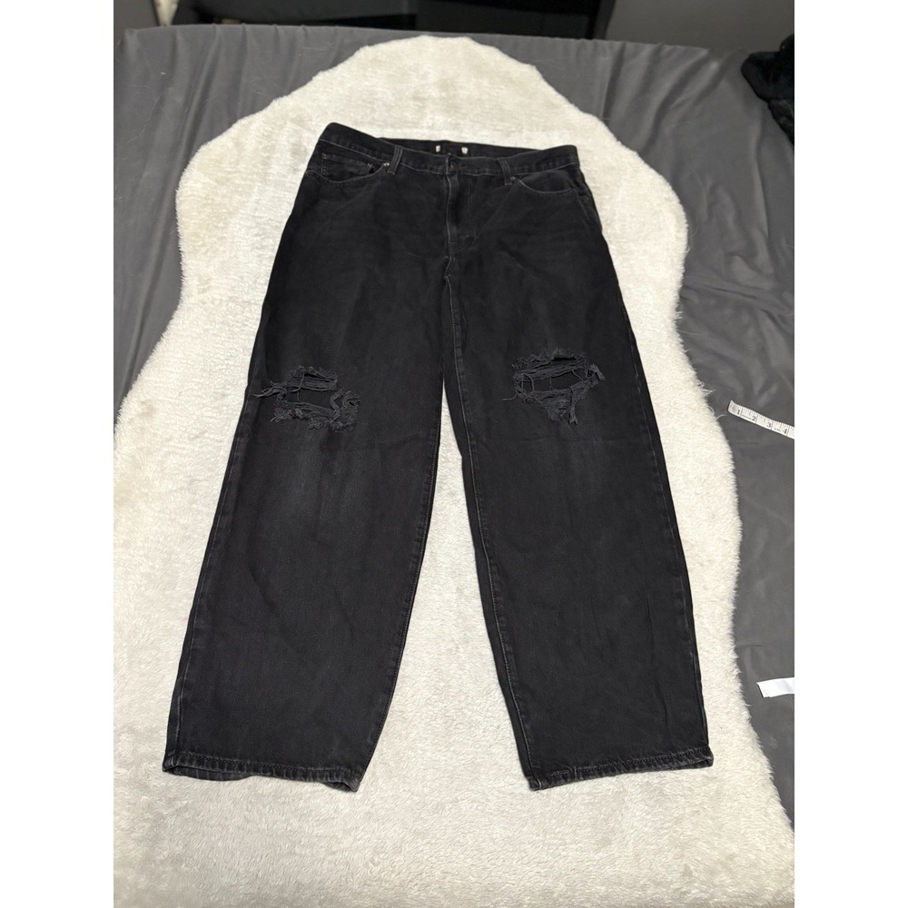 Levi's Premium Womens Black Baggy Ripped Jeans Size‎ 36x30 Pants